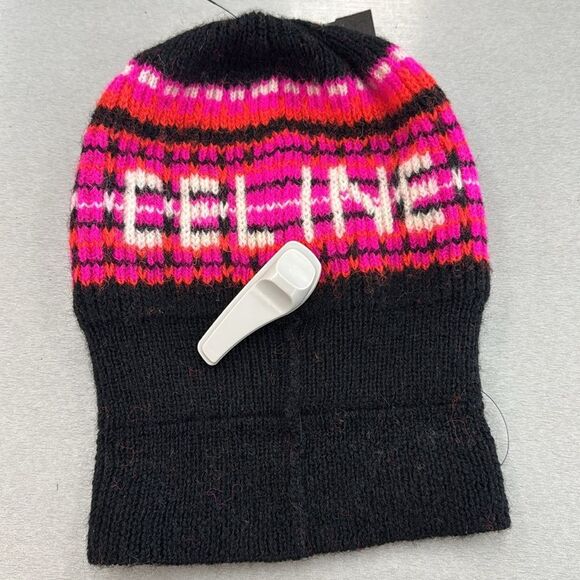 Celine Vibrant Knit Beanie in Black and Pink - Picture 3 of 5